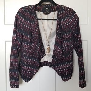 H&M pattern light jacket shoulder padded ruffles